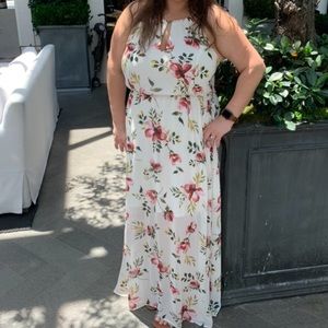 Torrid floral white/ light pink dress size 2